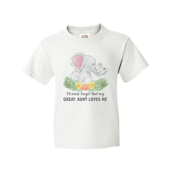 Inktastic I'll Never Forget That My Great Aunt Loves Me Cute Elephants Youth T-Shirt