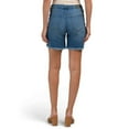 thumbnail image 4 of Nanette Lepore Women's Belle High Rise Fringed Hem Denim Shorts-Blue / 14, 4 of 5