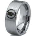 thumbnail image 1 of Tungsten Writing Writer Ink Fountain Pen Band Ring 8mm Men Women Comfort Fit Gray Flat Cut Brushed Polished, 1 of 4