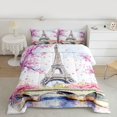 thumbnail image 2 of Homewish Paris Eiffel Tower Bedding Comforter Set for Teen, Pink Cherry Blossoms Twin Comforter Sets, Chic Watercolor Reversible Bedding Set, Breathable Home Decor, 2-Piece, 2 of 8