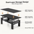 thumbnail image 4 of Glass Coffee Table with Lower Shelf, Holaki Modern Rectangular Tempered Glass Center Table with Metal Legs for Living Room, Black, 4 of 8