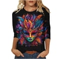 thumbnail image 2 of Aloohaidyvio Mardi Gras Shirts .Plus Size 3/4 Length Sleeve Womens Tops Round Neck Casual Tunic Tops Mardi Gras Shirts, 2 of 5