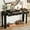 Black, variant on 52" Rustic Console Table with Curved Corners, Entryway Table with 3 Drawers and Adjustable Foot Pads, Round Metal Handles, Narrow Sofa Table Behind Couch Table for Living Room Hallway, Black