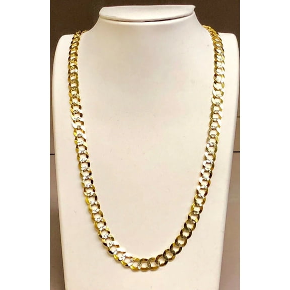14K Gold 8.3mm White Pave Curb Chain