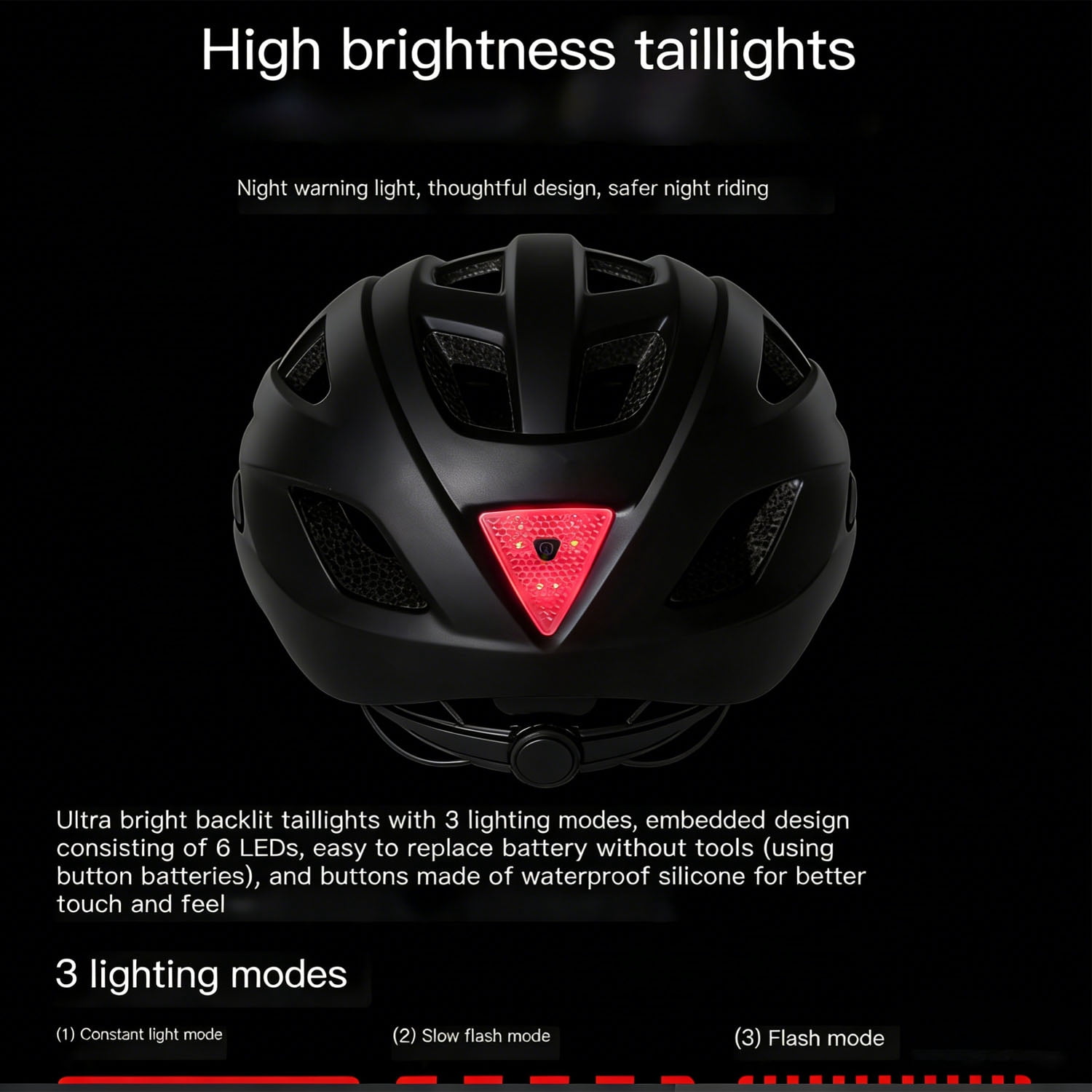 Mirov Adult mountain bike helmet with a rear light; unisex; comfortable and adjustable; ideal for city commuting and road cycling