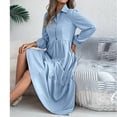thumbnail image 6 of Efsteb Maxi Dress for Women 2025 Long Sleeve Lapel V Neck A Line Ruffle Dress Elegant Tiered Cocktail Party Dresses (Light Blue,XL), 6 of 8