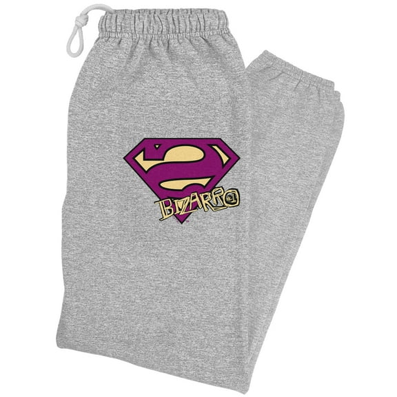 Superman Bizarro Shield Logo Unisex Jogger Sweatpants for Men and Women, Athletic Heather, Medium