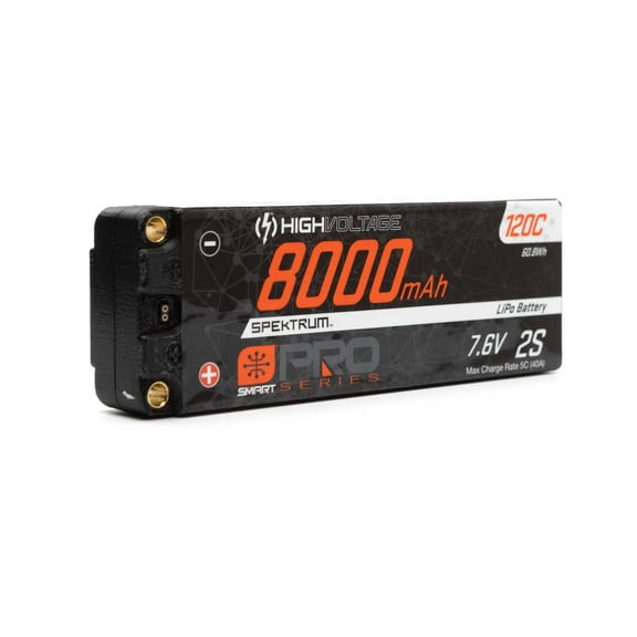 Spektrum Accessories 8000mAh 2S 7.6V Smart Pro Race HV LiPo 120C 5mm SPMX82S120HT Car Batteries & Accessories