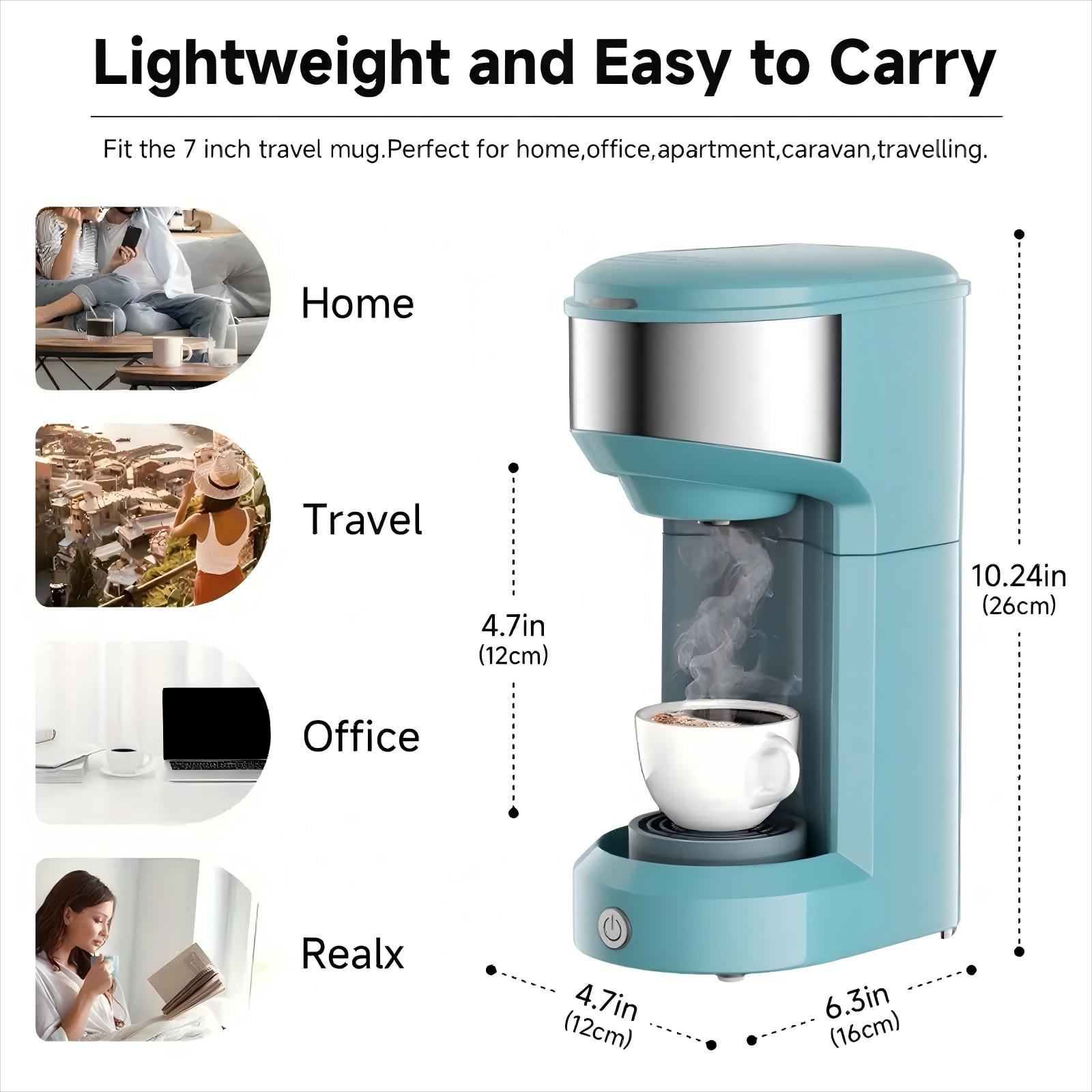 Single Serve Coffee Maker for K Pod, 2-in-1 Coffee Maker Single Serve & Ground Coffee Brewer, Quick Brew 6 to 14oz Brew size Carefree Auto Shut-off Small Coffee Machine for Apartment