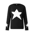 thumbnail image 3 of Seyurigaoka Women Autumn Loose Sweater Star Print Pattern Long Sleeve Crew Neck Casual Fashion Knitwear, 3 of 9
