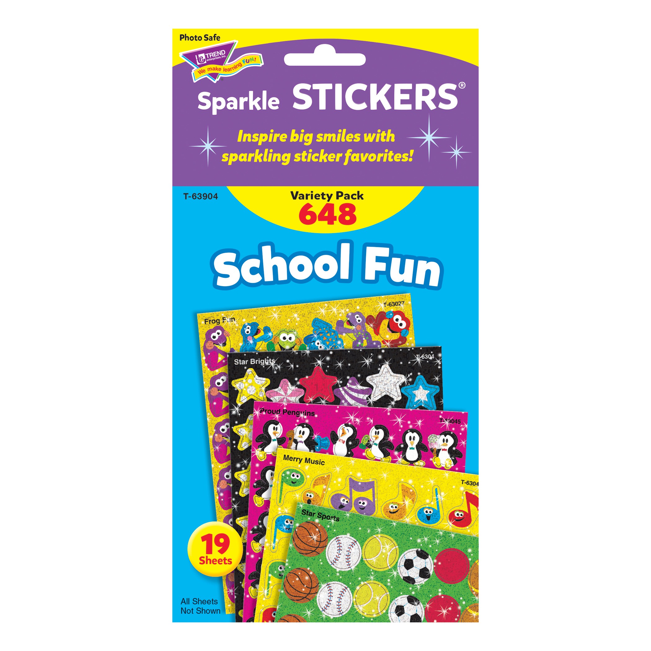 TREND School Fun Sparkle Stickers Variety Pack, 648 Per Pack, 2 Packs