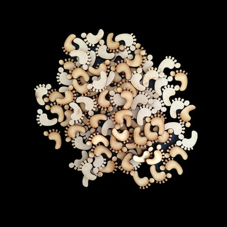 

50pcs Blank Hollow Wooden Footprint Embellishments Crafts (Wood Color)