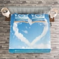 thumbnail image 3 of Ambesonne Romantic Quilted Bedspread Set 3 Pcs, Clouds Heart Shape, King Size, Blue White Sand Brown, 3 of 3
