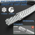 thumbnail image 2 of 3/16" Wire Rope Kit, 100Ft PVC Coated Steel Cable Guide Wire Tensioner Strainer Kit w/ 7×7 Strand Core Steel Wire for String Light Hanging Kit/Decking & Stair Railings/Shade Sails/Clothes Line, 2 of 7