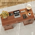 thumbnail image 4 of Executive Desk, 55'' Farmhouse Desk for Home Office with File Drawer and Power Outlets, Cherry Brown, 4 of 9
