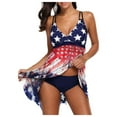 thumbnail image 2 of Up to 50% off！LoyisViDion Womens Plus Swimsuits Bikini Swimsuits for Women Women's Plus Size American Flag Crisscross Back Swimskirt 2 Pcs Swimsuit /Blue L, 2 of 8