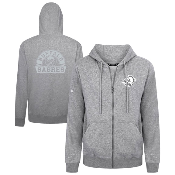 Men's Levelwear Gray Buffalo Sabres Podium Banner Arch Full-Zip Hoodie
