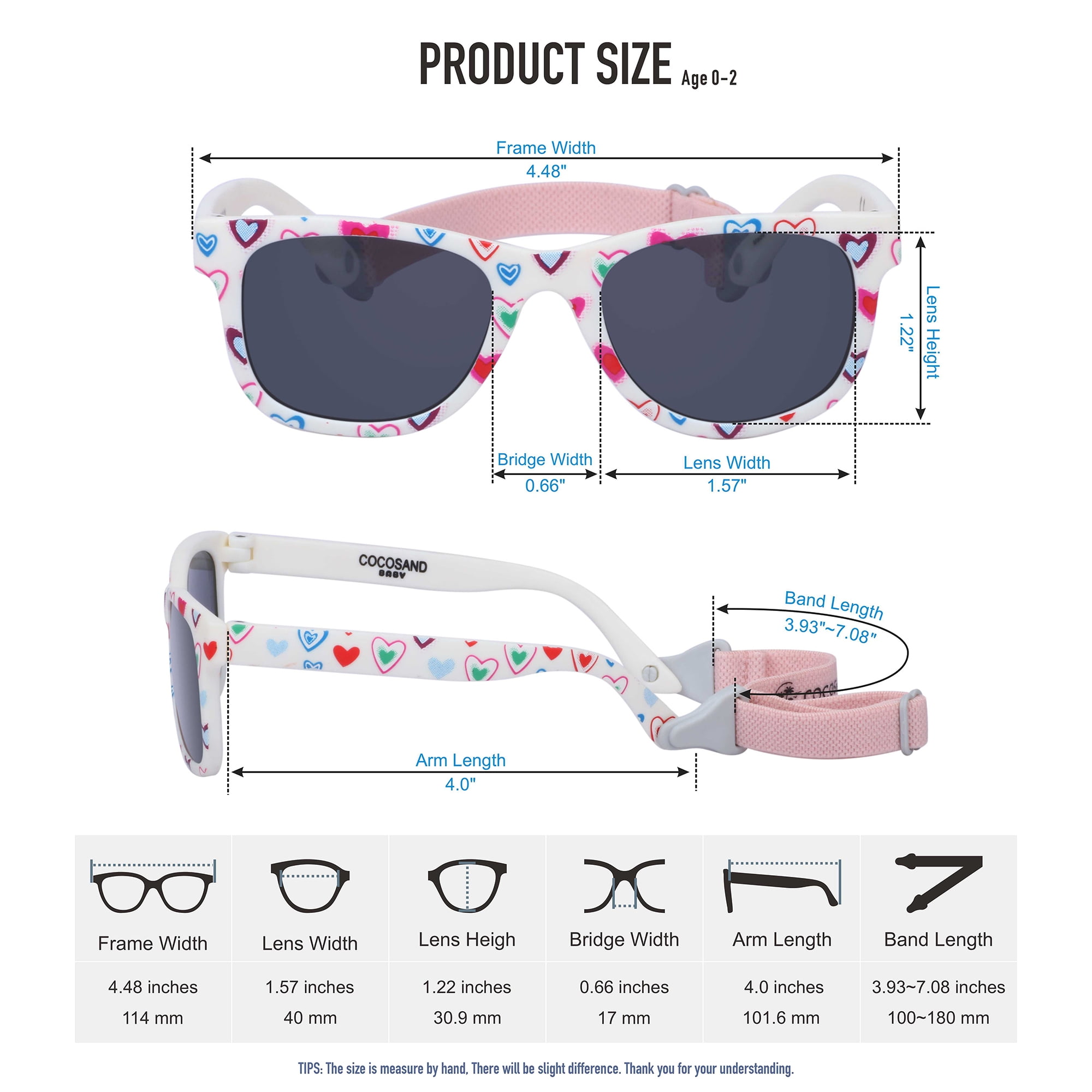COCOSAND Baby Sunglasses with Strap Square Frame UV400 for Infant Toddler Boys Girls Age 0-24 Months, 2-Pack