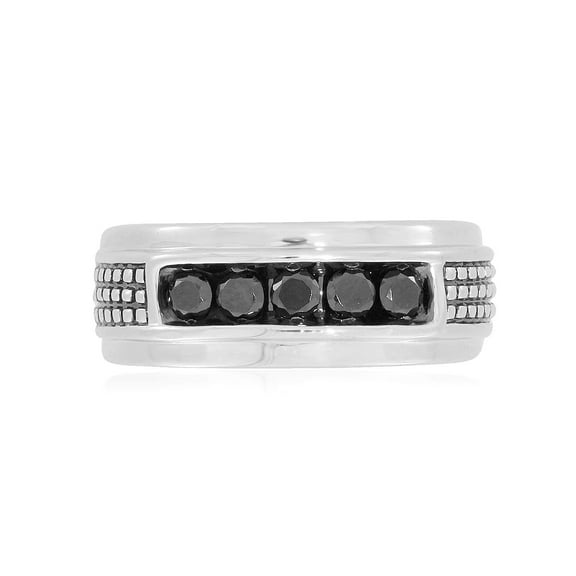 SilveRado™ for Mens 5/8 Carat T.W. Black Diamond Sterling Silver Textured Band Ring for Men