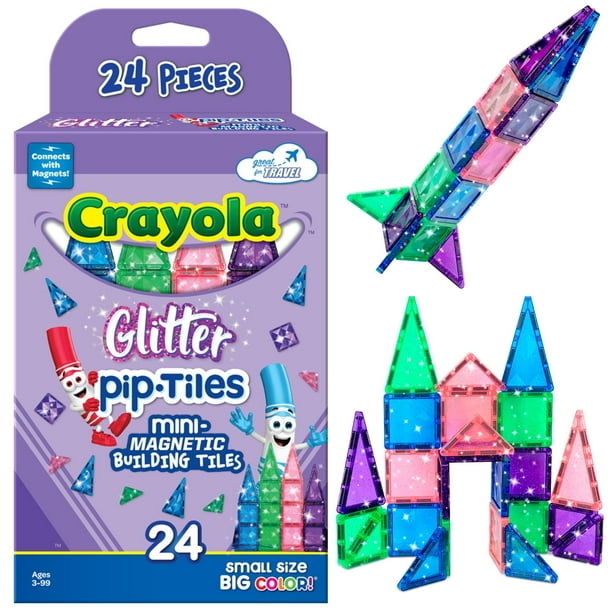 Set de construcción magnético CreateOn Crayola Mini Pip-Tiles, 24 piezas