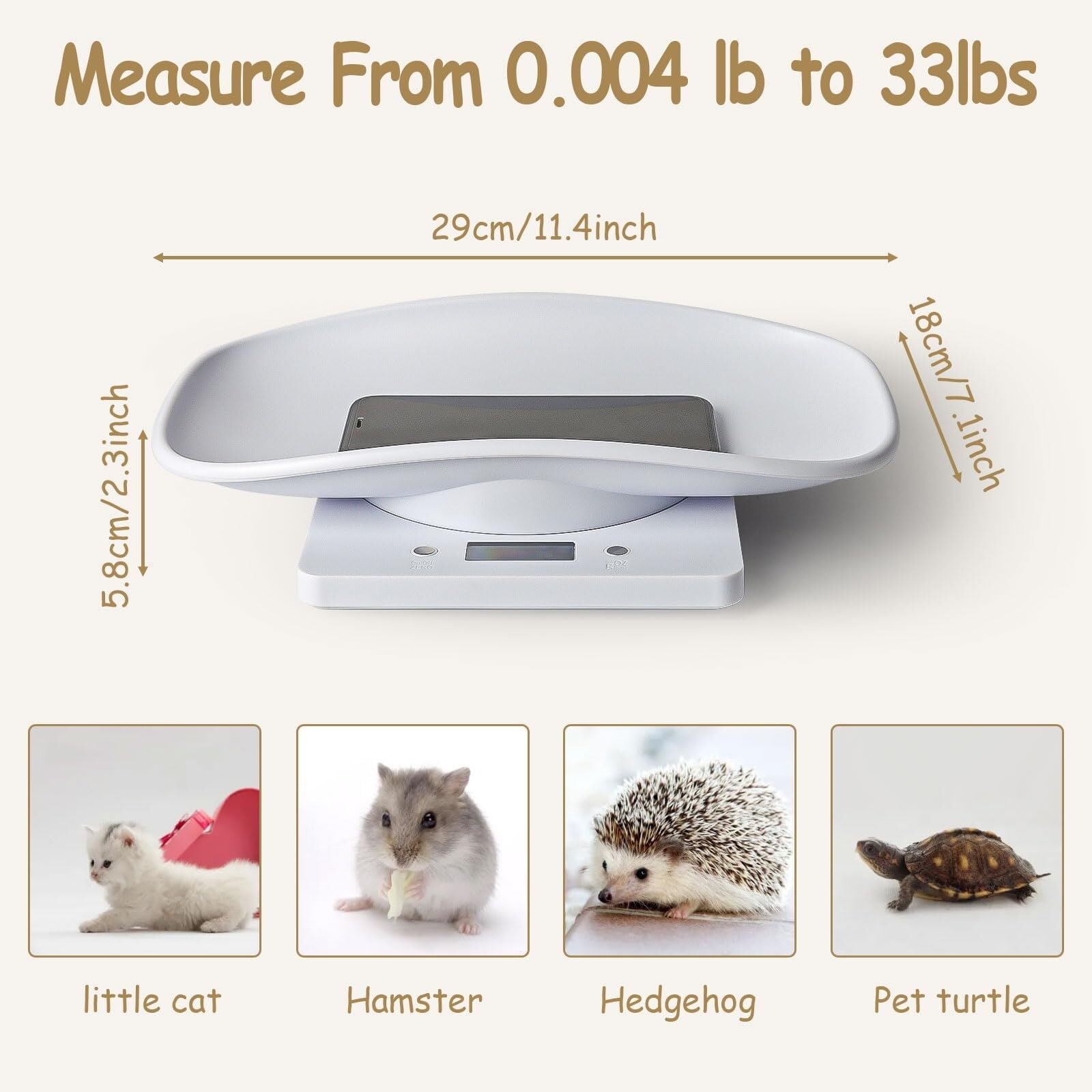 Scale for Pet, Small Pet Scale, Puppy Scales for Weighing, Puppy Whelping Scale, Dog Cat Scale, Portable Newborn Pet Scale for Small Animals, Baby Kittens Weight Scale, Max 33lb11.4 inch