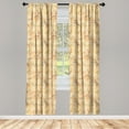 thumbnail image 3 of Ambesonne Vintage Curtains, Birds and Dragonfly Design, Pair of 28"x63", Pale Yellow and Orange, 3 of 5
