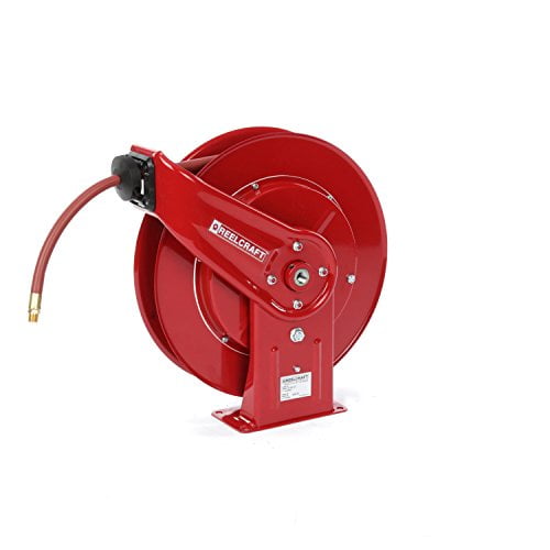 Reelcraft 7650 Enrouleur de Tuyau Rétractable à Ressort Robuste, Fabriqué en Acier Renforcé, Ressort d'Entraînement Longue Durée et Loquet de Vitesse Silencieux, 3⁄8” x 50 Pieds