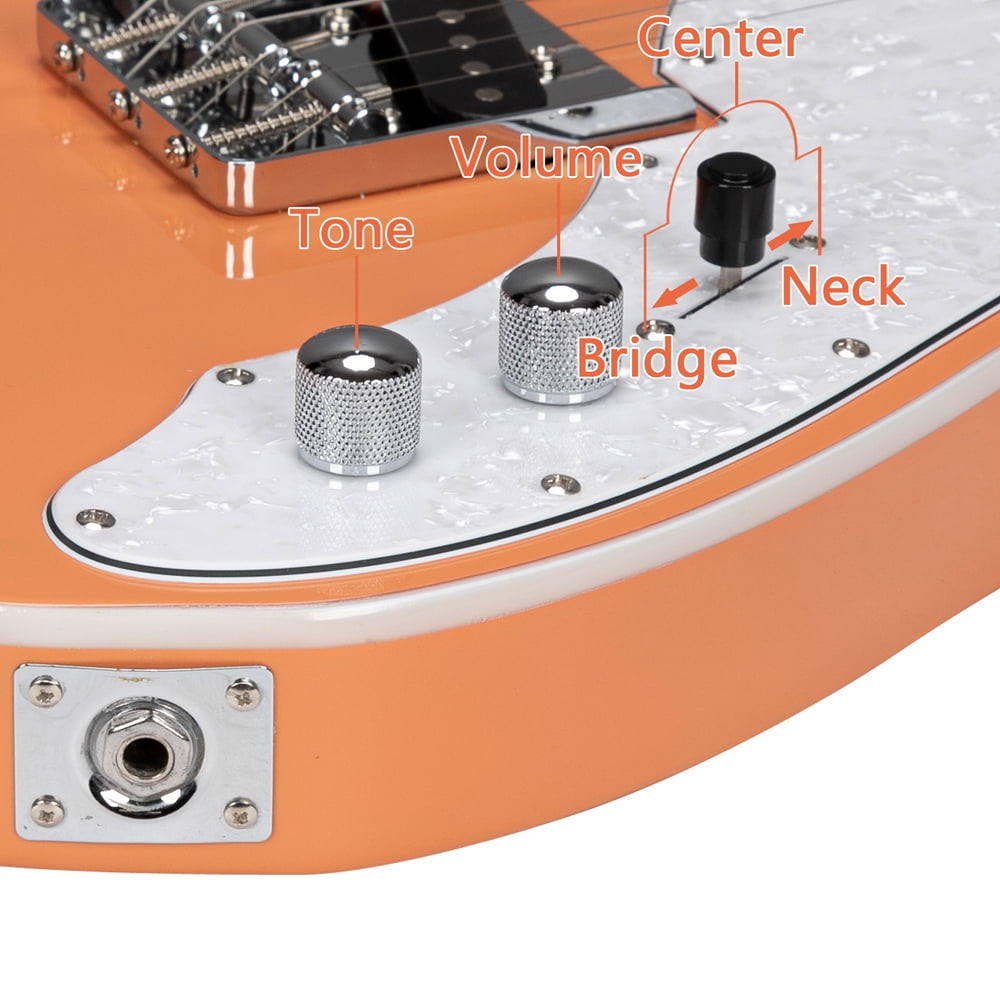 Private Jungle Glarry GTL Semi-Hollow Electric Guitar F Hole SS Pickups Maple Fingerboard White Pearl Pickguard,Orange-red