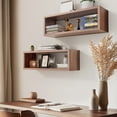 thumbnail image 4 of Kaboon 24" Floating Cube Shelves, Set of 2, Wall Mount Decorative Hanging Shelves, Dark Walnut, 4 of 7