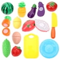 thumbnail image 1 of KAKOWELY 13 piezas de juguetes de corte de comida, frutas y verduras de imitación, juguetes para cortar comida falsa, 1 of 5