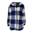 thumbnail image 4 of HANXIULIN Women's Plus Size Plaid Lined Hooded Jacket Button Up Oversized Fuzzy Coat Checkered Flannel Hoodie Jacket Blue 5XL, 4 of 4