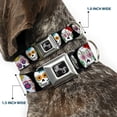 thumbnail image 2 of Buckle-Down Pet Collar, Dog Collar Metal Seatbelt Buckle, Sugar Skull Outline Black Multi Color, 15 to 24 Inches 1.0 Inch Wide, 2 of 8