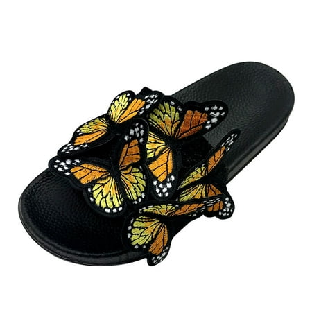 

iOPQO Women s slipper Women s Ladies Fashion Casual Butterfly Open Toe Outdoor Slippers Beach Shoes Ladies Foreign Trade Leisure Yellow 37