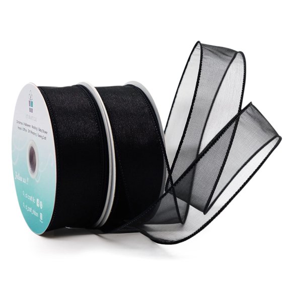 Cinta decorativa CT CRAFT LLC de organza transparente, 3,8 cm x 46 m, color negro