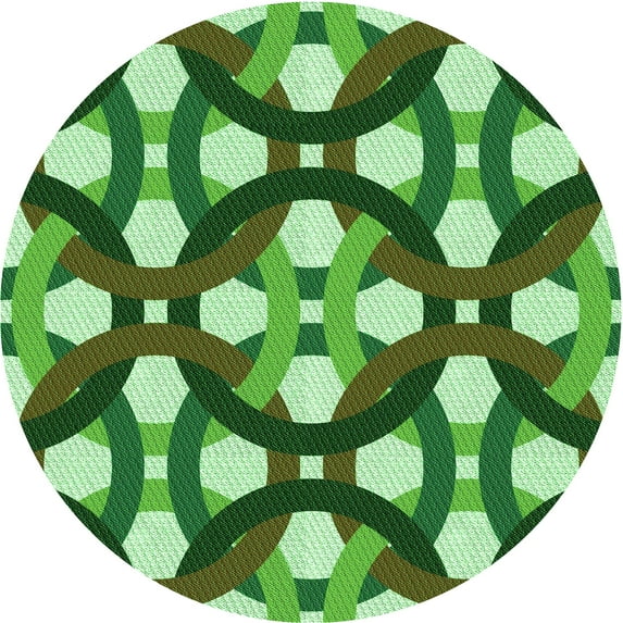 Ahgly Company Machine Washable Indoor Round Transitional Green Area Rugs, 6' Round