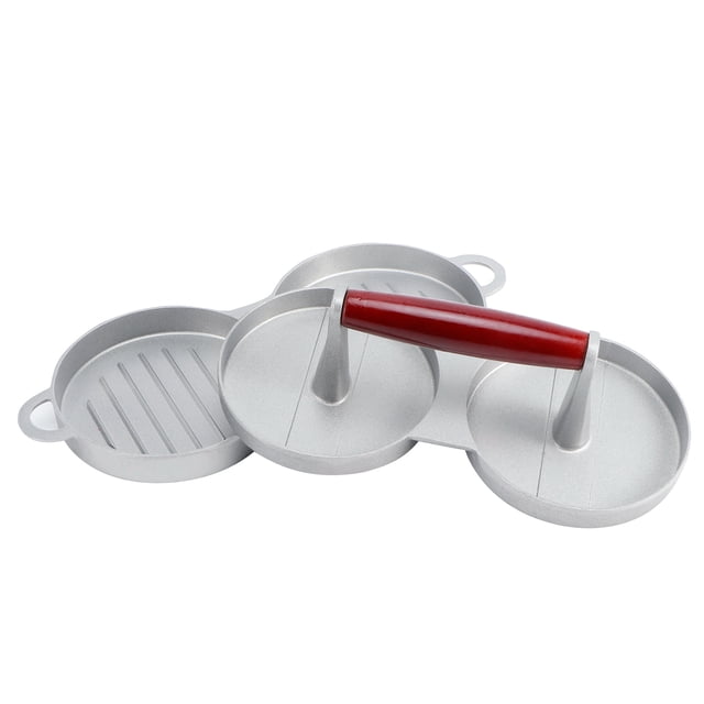 Hamburger Maker Hamburger Press Hamburger Patty Diy Hamburger Patty 2 Grids Round Shape DIY Kitchen Non-Stick Hamburger Press Patty Maker With Wood Handle