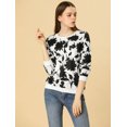 thumbnail image 4 of Allegra K Sudadera Casual Floral Cuello Redondo Blusa Top Estampado De Manga Larga Para Mujeres Blanco M Unique Bargains Blusa, 4 of 6