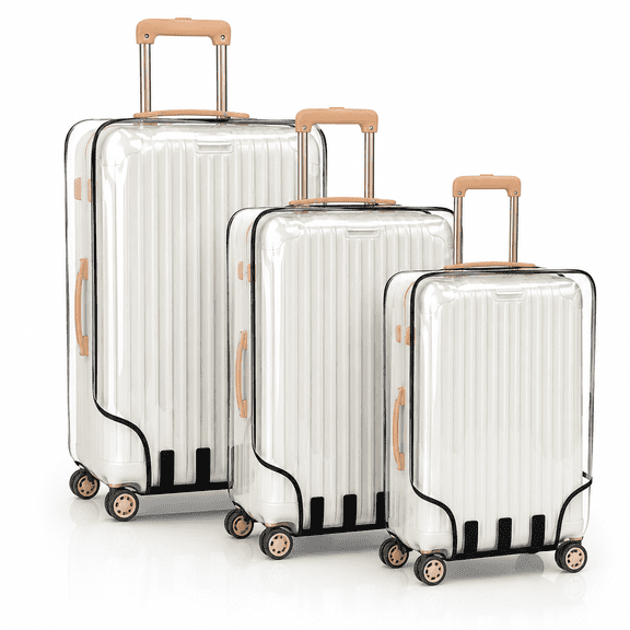 3Pcs Luggage Covers Waterproof PVC Suitcase Cover Dustproof Clear Luggage Protector 3 Sizes Luggage Protector Cover 20 24 28 Inch Reusable Suitcase Dust Cover