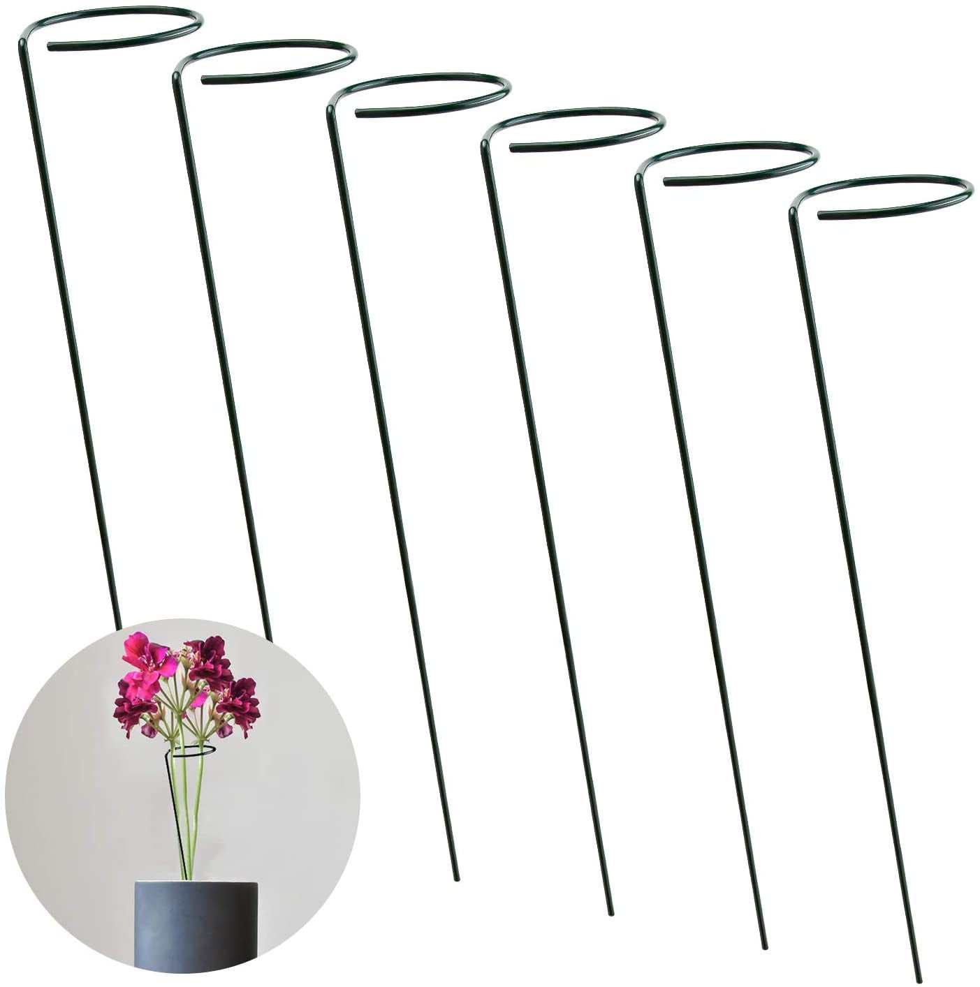 3 Pieces Garden Mini Trellis Plant Single Hoop Support Ring 7 Dia x 11 High 3 Legs