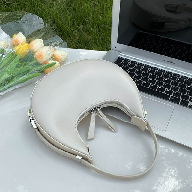 Sac de Transport Demi-Lune Mode Sac Hobo Couleur Unie pour Vacances de Week-End