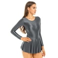 thumbnail image 2 of Haitryli Woman's Ballet Dance Skirted Leotard Spandex Gymnastics Bodysuits Ballerina Costume Dark Gray M, 2 of 7