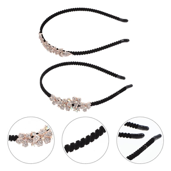 STRANDCHIC Bridal 2-Piece Rhinestone Headband Set with Floral Design for Elegant Wedding and Special Occasion Looks