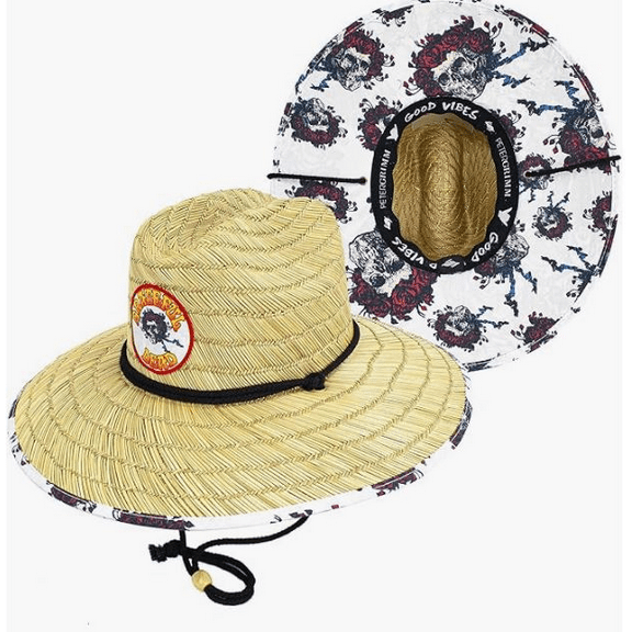 Peter Grimm Grateful Dead Lifeguard Sun Hats, Straw Unisex - Skull & Roses