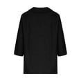 thumbnail image 6 of Htigea Women's Collared 3/4 Length Sleeve T Shirts Cute Crewneck Tees Casual Loose Fit Pullover Blouse Not Denim Black XL, 6 of 7