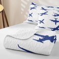 thumbnail image 4 of Erosebridal Simple Blue Aircraft Twin Quilt Set for Boys Men, Airplane Outline Print Twin Coverlet Set, 2 Pieces, 4 of 7