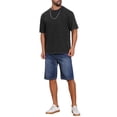 thumbnail image 2 of INSPIRE CHIC Men's Retro Distressed Crew Neck Short Sleeve Solid T-Shirts M Black, 2 of 5