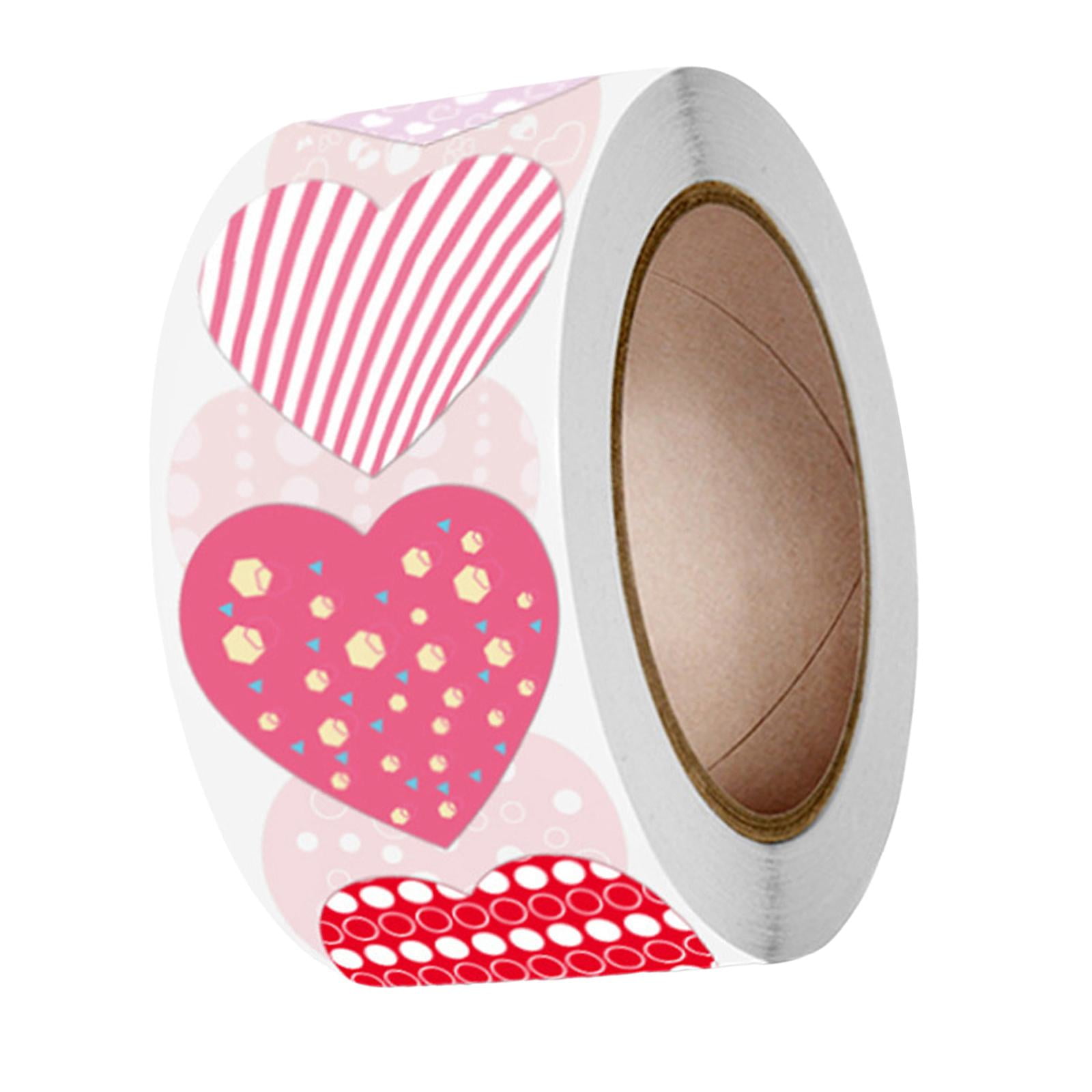 Milageto 2-6pack 500x heart Stickers Roll Adhesive for Present Packaging DIY Crafts 3.8cm 5 Pcs