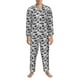 thumbnail image 3 of Balery Black White Halloween Pijama para Hombre de Dos Piezas con Manga Larga, Conjunto de Dormir y Descanso Suave con Bolsillos-Small, 3 of 7