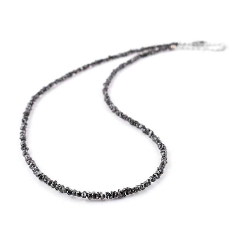 QNAVIC Genuine Raw Black Diamond Stone Rough Beaded Handmade