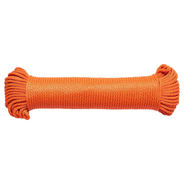 SGT KNOTS Solid Braid Nylon Utility Rope - Multipurpose Rope for Commercial Applications, Anchors, Crafts (1/8" x 100ft, Orange)